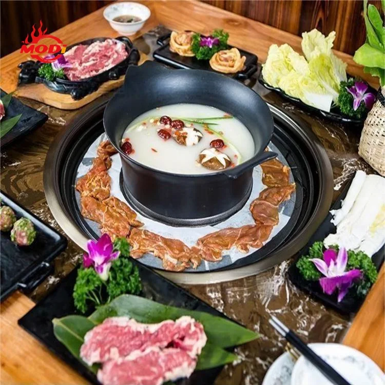 Modi Multi-functional Commercial Table Top Electric Indoor 2 In 1 Smokeless Hot Pot And Korea Bbq Grill