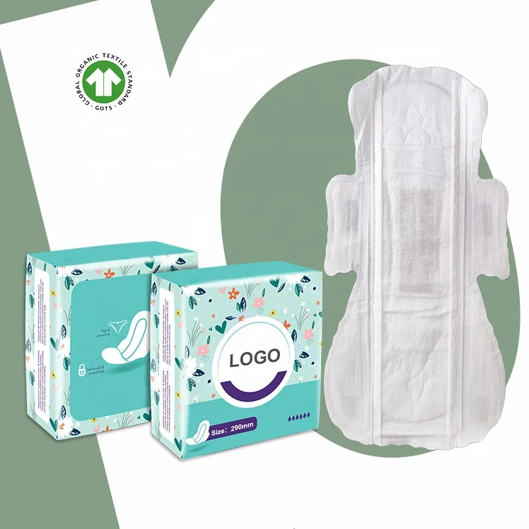 Собственная марка органический хлопок гигиеническая прокладка длинная амбушюра для ночных травяных прокладок менструальной