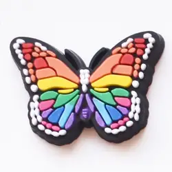 Hot selling PVC soft rubber hole shoe buckle detachable wrist strap decorative buckle cartoon colorful butterfly shoe charms