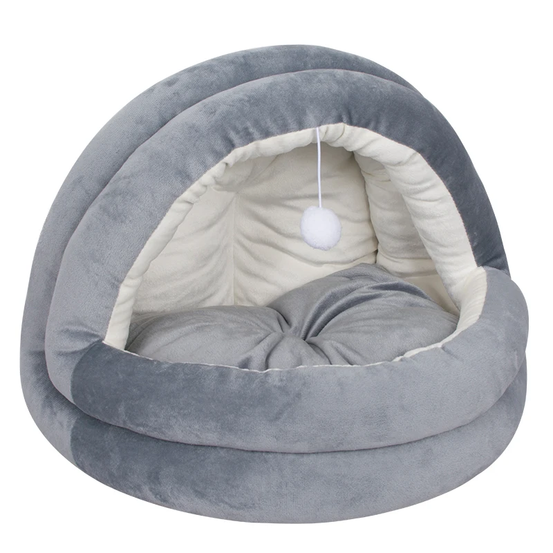 Wholesale Custom Warm Pet House Bed with Ball Toy Comfortable Cat Bed