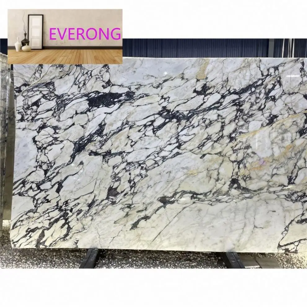 Wholesale Natural Engineering Stone Project Polished Glazed Calacatta Viola Marble Big Slabs Tiles For Decoration