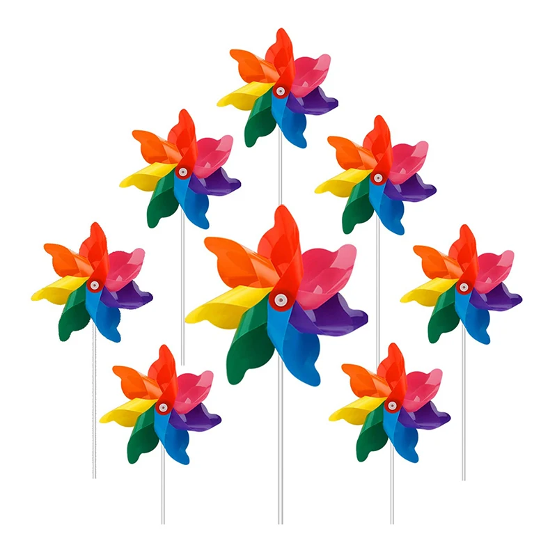 Manufacturer 7 Blades rainbow plastic Pinwheel Toy Wind Spinners Party Favors Gifts toy flower windmill kids toy windmills