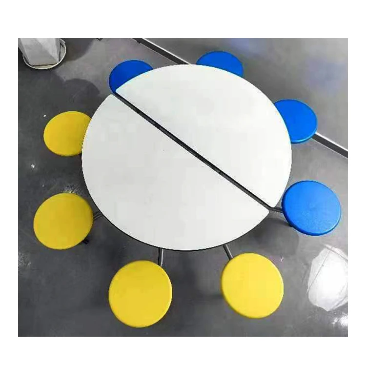 moveable school lunch student worker 8 person seaters round folding school canteen dining room table round college canteen table
