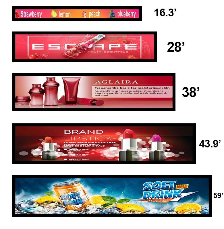 Small Stretched Lcd Display Supermarket Shelf Lcd Display Podium Video Advertising Screen