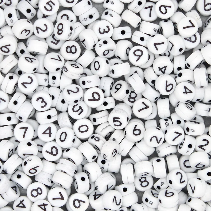 7*4mm Round Flat Plastic Alphabet Number Decorative DIY Multicolor Wholesale Loose Bracelet Jewelry Making Letters Beads