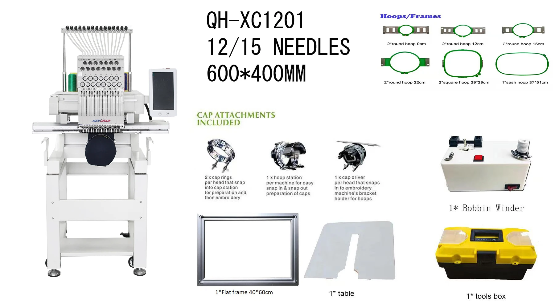 Big Sale!!! QHM New Single  Head Embroidery Machine Price Made In China