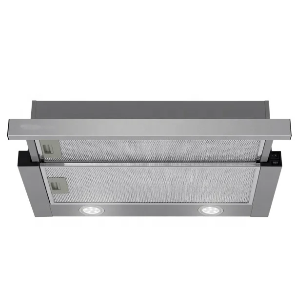 Under Cabinet Slim Hood Led Lighting Parts Black Painted Cheap Model Slide-out Telescopic Quiet Range Hood Kitchen Chimney