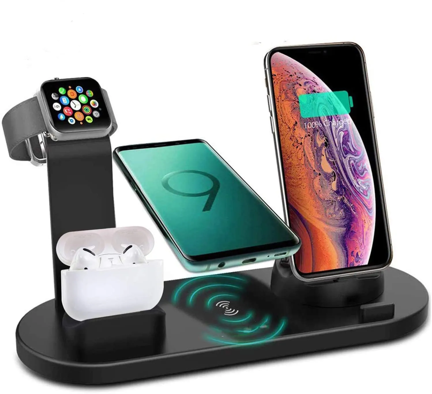 dropshipping portable Super Thin Qi wireless charging stand 15W 4 in 1 phone mount wireless charger