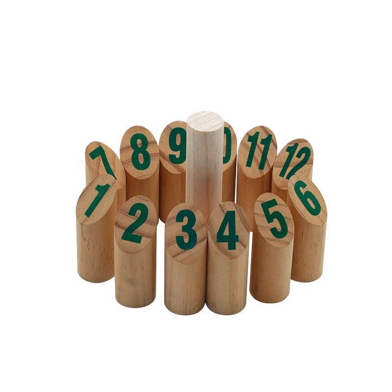Wooden Throwing Game 12 Stick Number Kubb Pins, Throwing Dowel,Outdoor Lawn Games for Adults and Kids Family Garden Game