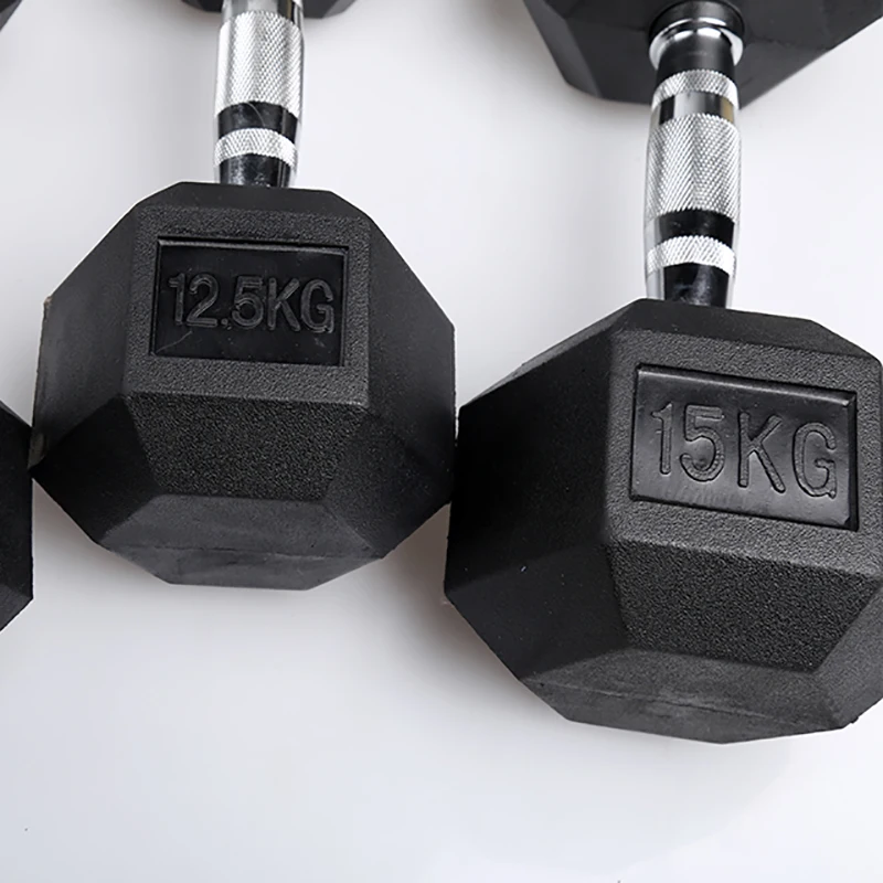 Wholesale manufacturer Home Use Free Weights Black Rubber Coated Cast Iron Hex Dumbbell Set For Gym Free Weight Training