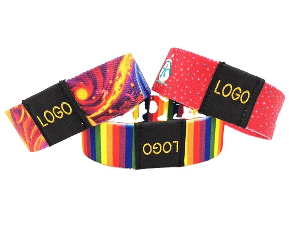 Newest RFID Wristband Soft CMYK 13.56MHz NFC NTAG 215 RFID Elastic Fabric Bracelet
