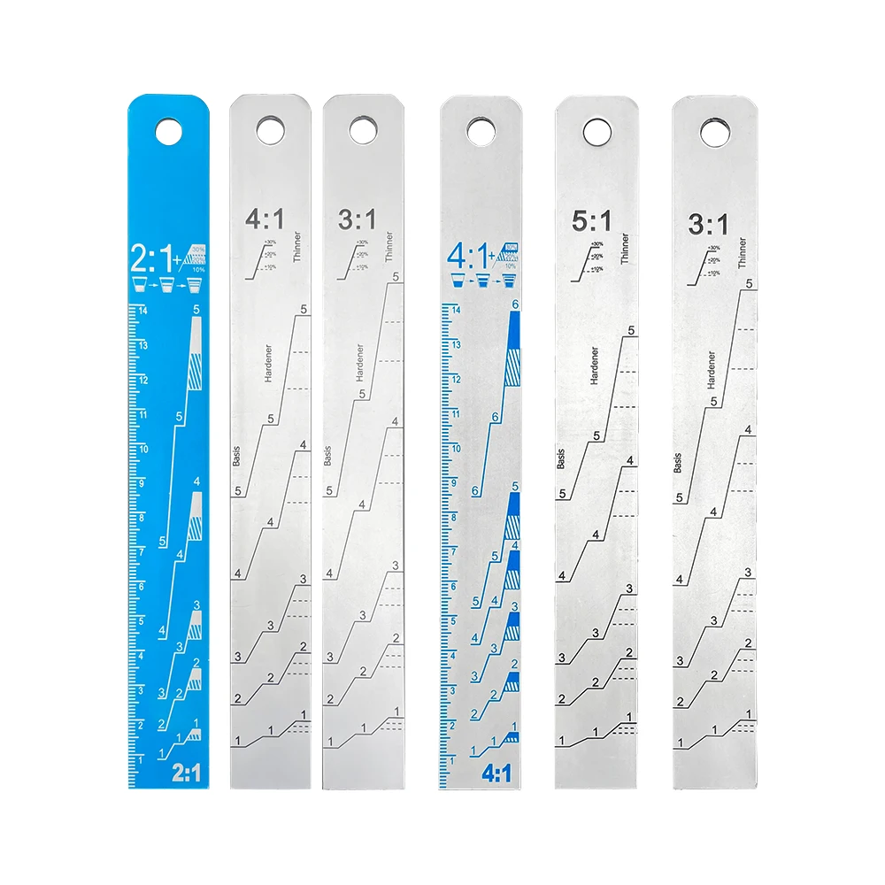 Ratio 2:1 3:14:1 5:1 Aluminum Paint Measuring Mixing Ruler Automotive Paint Mixing Stirring Stick For Car Auto Paint