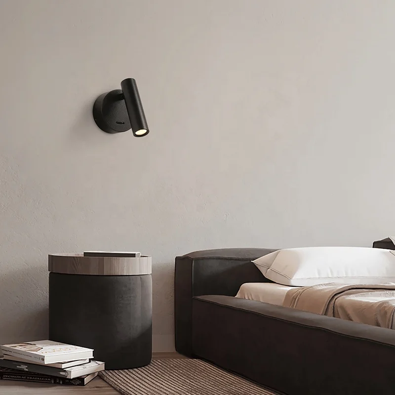 Современная алюминиевая вращающаяся прикроватная светодиодная настенная лампа для чтения с поверхностным креплением для отеля, светодиодный ночник, лампа для чтения