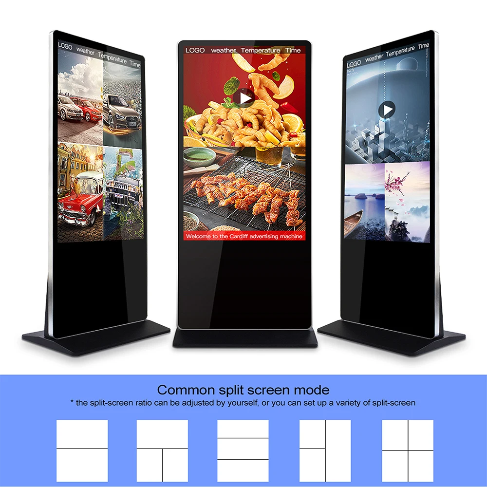 Factory Price Free Standing Wall Touch Screen LCD Digital Signage Kiosk 65/55 inch Indoor with Rfid Reader Quad Core Processor