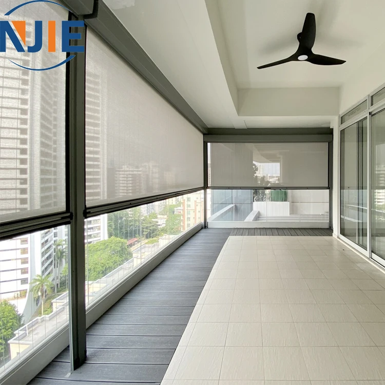 Factory direct sale remote control waterproof motorized movable retractable vertical facade awning outdoor