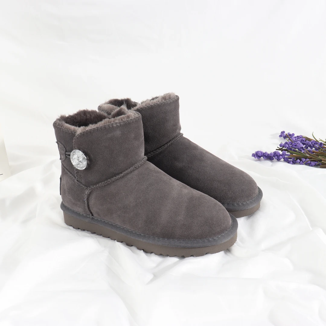 Waterproof Cow Suede Snow Boots Lady Winter Shoes
