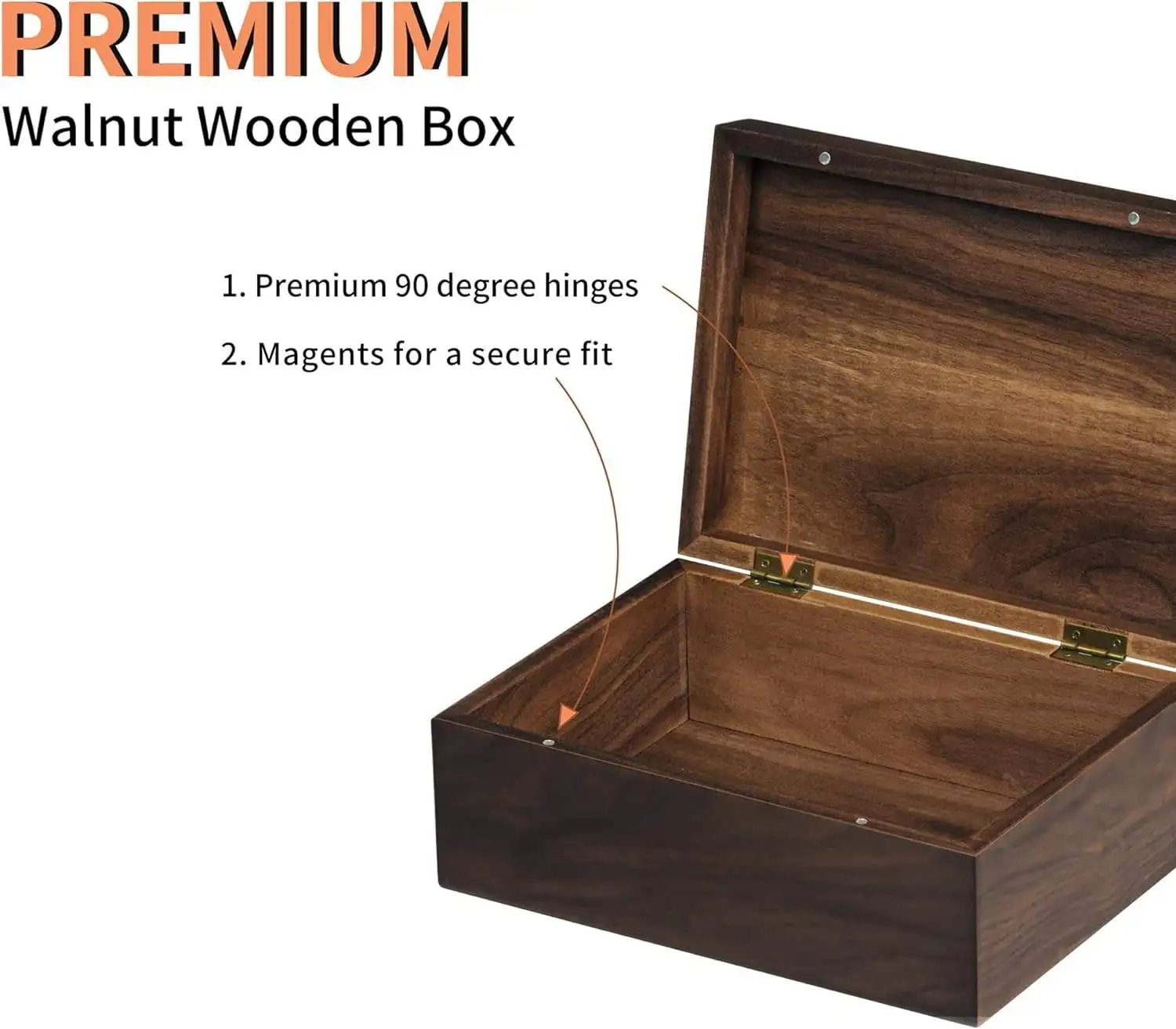 Small Walnut Wood Memory Keepsake Box Wooden Trinkets Treasure Jewelry Storage Box with Hinged Lid
