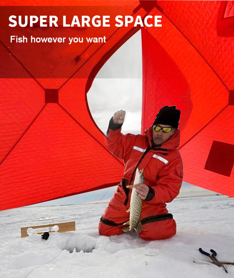 Outdoor Winter Windproof Tents Automatic Set Up Oxford Cloth Cotton Lining Warm Camping Fishing Tent with Snow Skirt