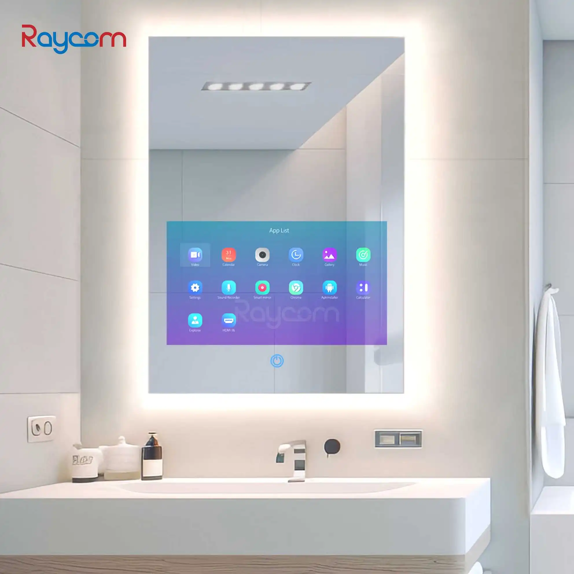 Customized touch screen led smart mirror android system Smart Waterproof Bedroom led bathroom mirror for home hotel