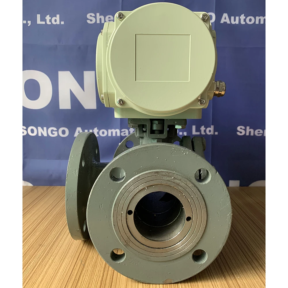 DN250 10 inch big size electric actuated 3 way port flange connection casting steel Motorized ball valve