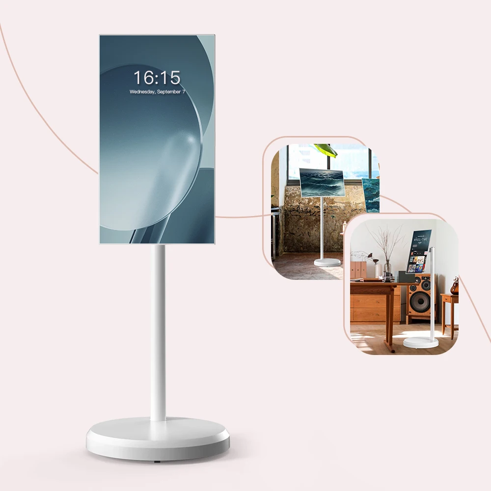 stanbyme Tv Portable Tv 21.5 Inch Lcd Touch Screen Display Floor Standing Smart Tv For Fitness Game Video Meeting