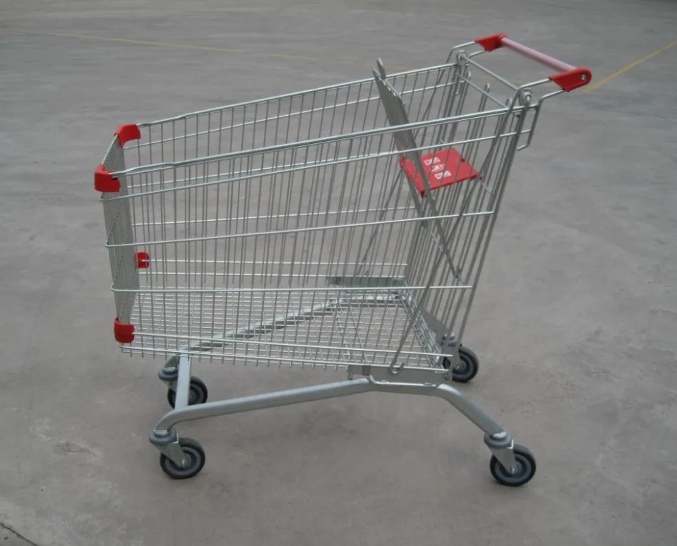 MOQ 100 PCS 240L large supermarket trolley with 4 wheels, shopping trolley for Europe supermarkets