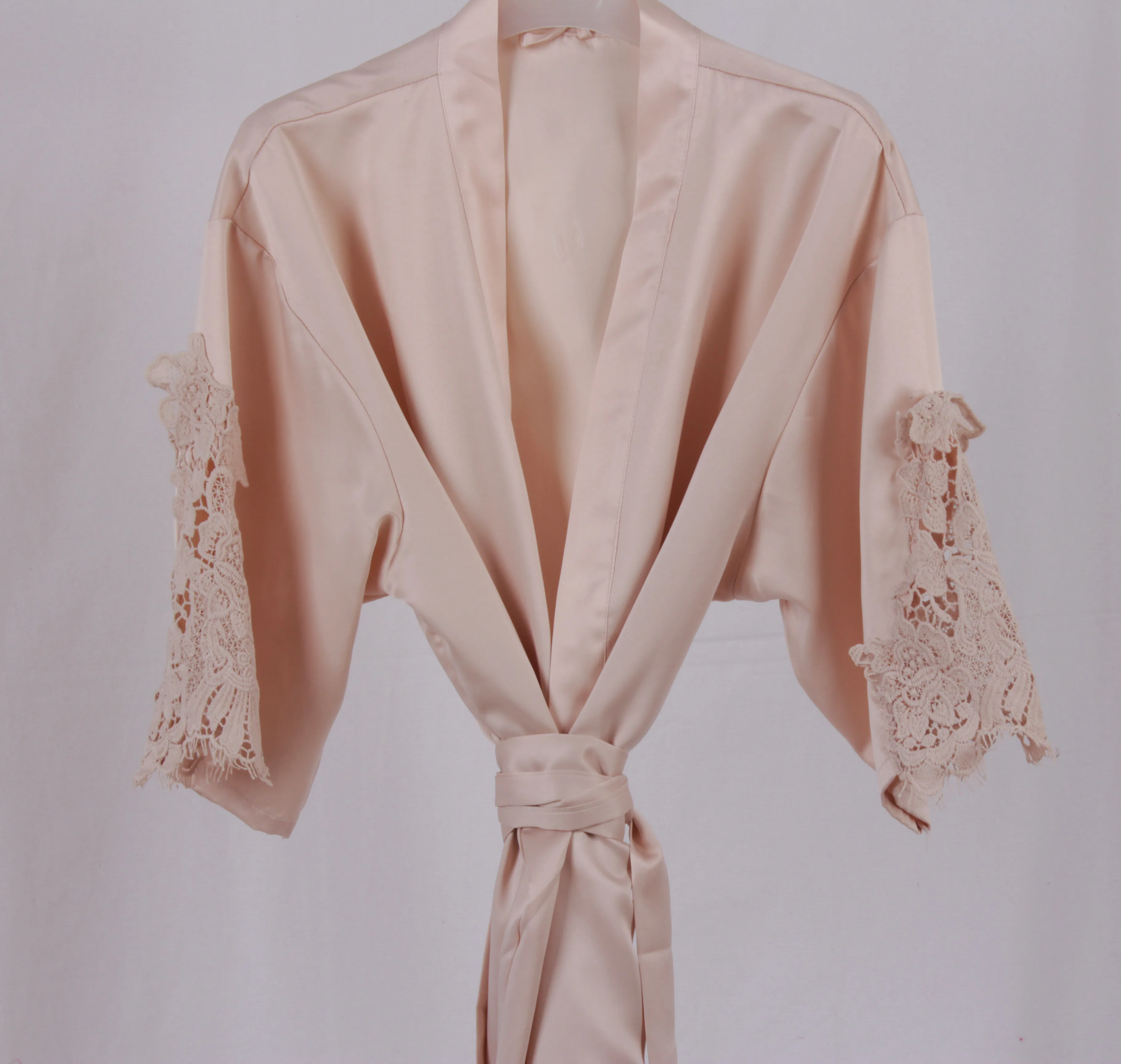 NEW Ready to ship lace trimed matte satin robe