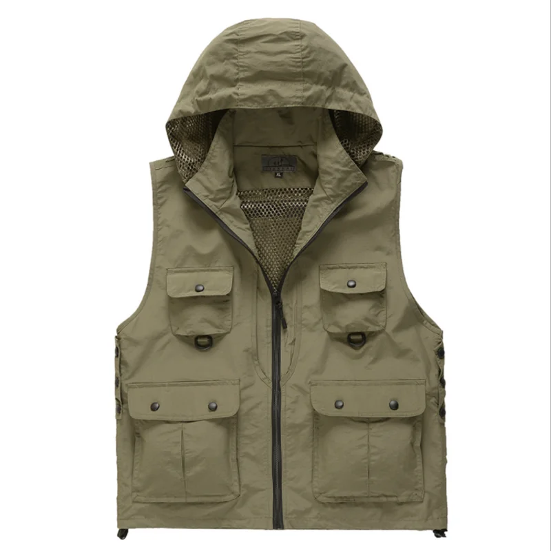 custom logo Summer autumn quick dry waterproof outdoor volunteer fishing multi pocket vest men