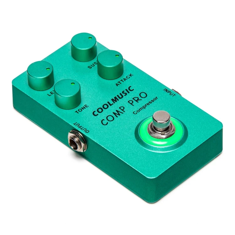 COOLMUSIC Compressor Effect Pedal True Bypass Guitar Effect Pedal with 4 Rotating Knobs and Foot Switch for Electric Guitar Bass