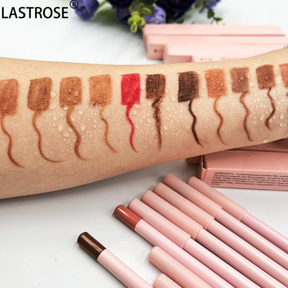 2024 Private Label Vegan Creamy Waterproof Long-lasting Pink Lip Liner Pencil High Pigment Makeup Matte Lipstick Brown Lipliner
