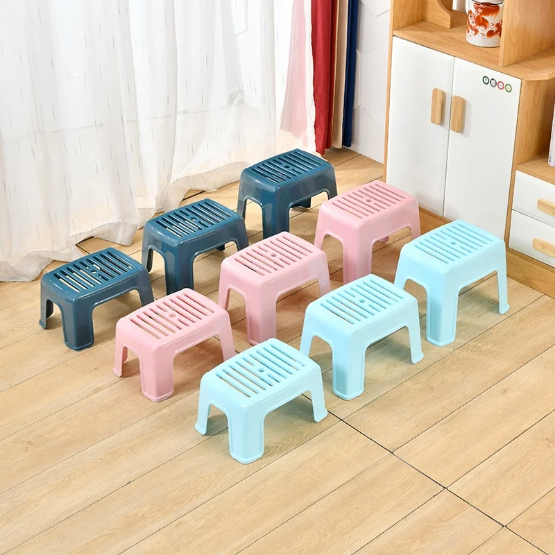 Eco-Friendy Simple Stripe Kids Child Stool Chair Chinese Traditional Cheap Plastic Chinese Stacking Stools