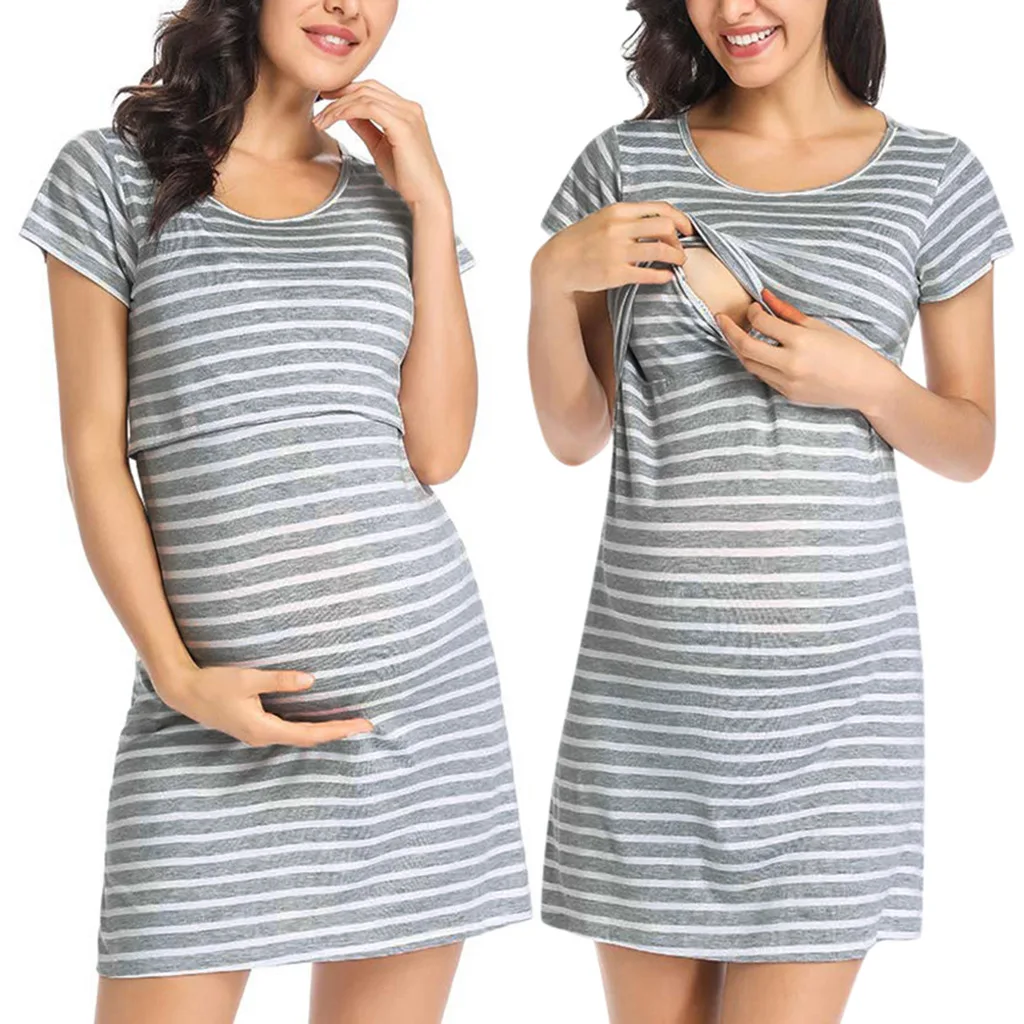 
Drop shipping for New striped multifunctional maternity dress mother breastfeeding dress in stock 