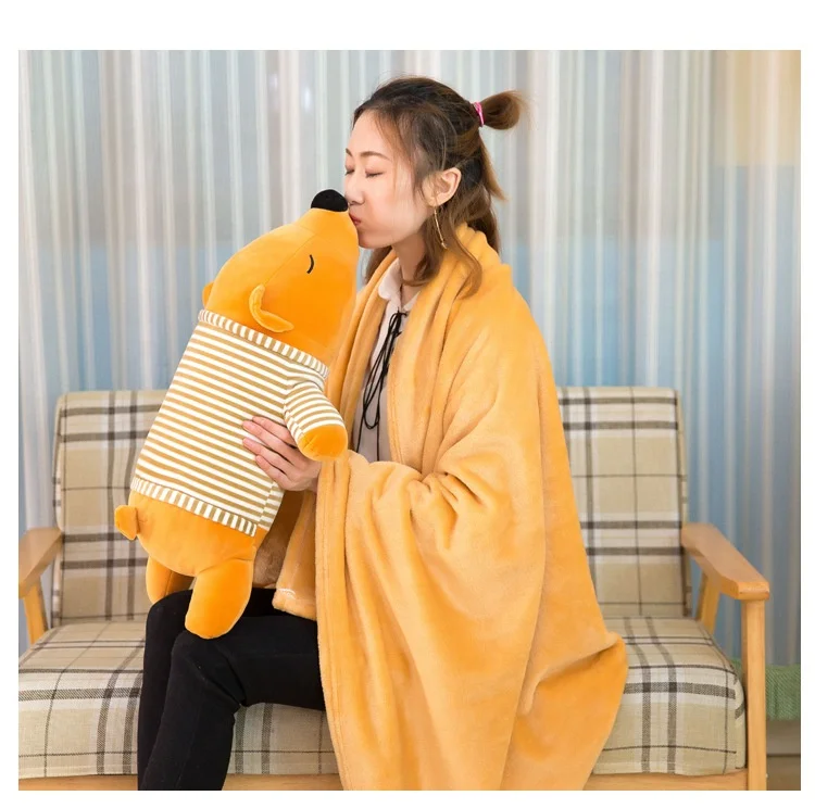 Animal Pillow With Baby Polyester  Flannle Fleece Baby Blanket Cartoon Bear