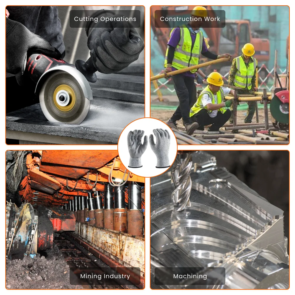 A4 corrugated level 4industrial work construction safety anti cutting resistance nitrile gloves level 5 0053