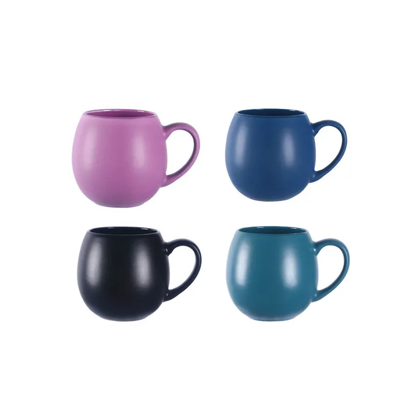The new 400ml cute matte ceramic belly cup coffee cup with customizable sublimation carved logo