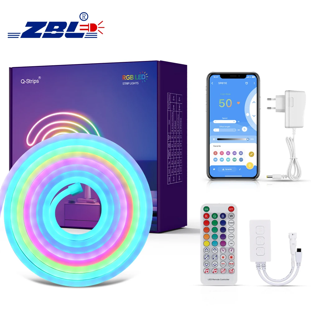 Новый Дизайн Чистый силиконовый светодиодный неоновый свет комплект IP67 DC24V RGBIC 2 м 3 5 м/комплект 6*13 мм 8*17 Diy праздничное украшение