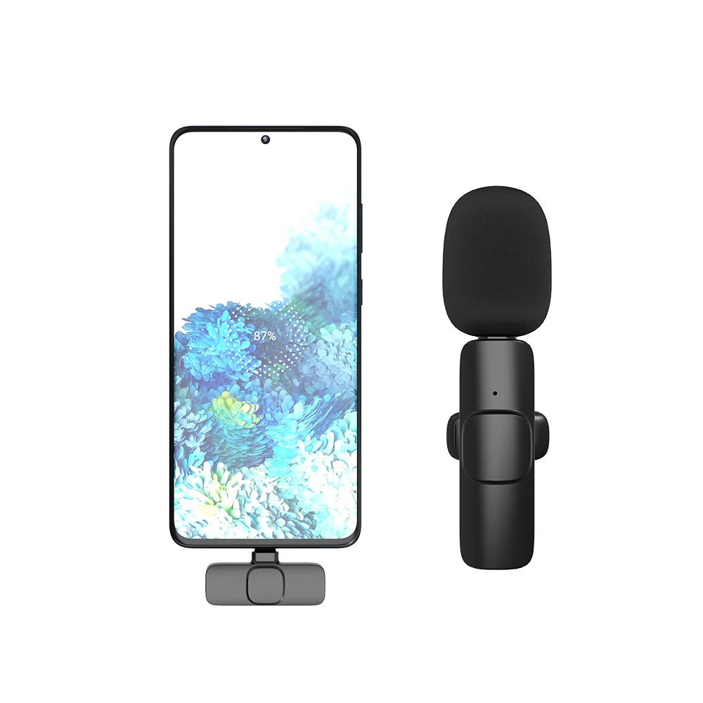 Mini USB Wireless Lavalier Microphone Lapel Clip on Microphone Mic For Mobile Phone Vlog Live Stream