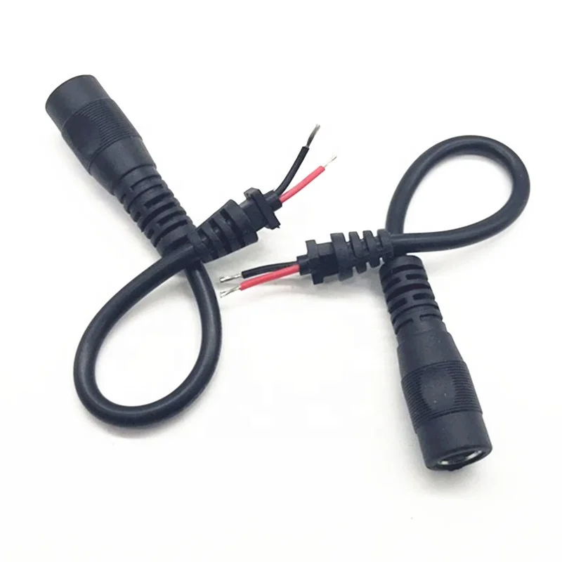 18AWG 5.5*2.1 DC Plug Cable Female Power Cord to Pigtail wire end open with tinned cable for 12V CCTV Camera