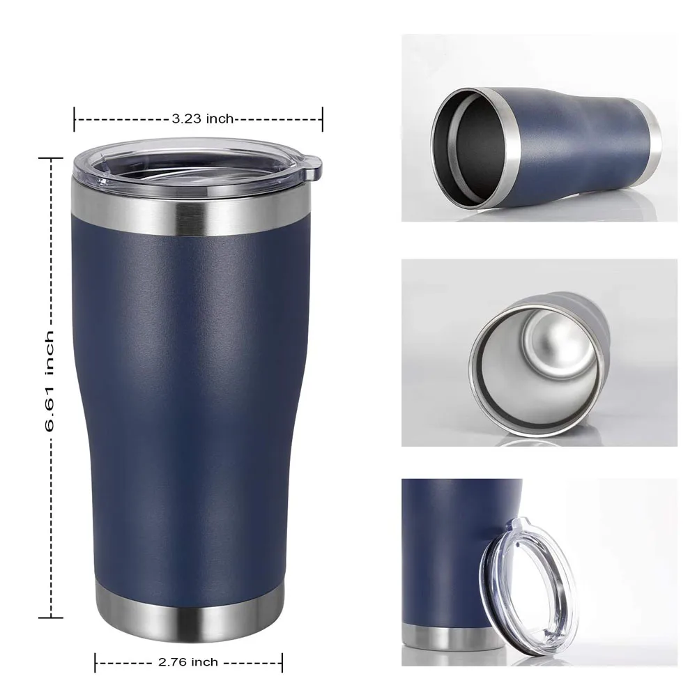 Custom Logo Thermal Double Wall Vacuum Coffee Mug Curved 20Oz Travel Car Mug Cup Tumbler For Car
