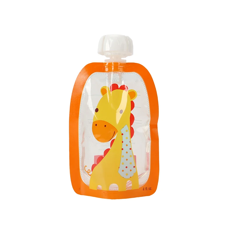 Wholesale Custom Printed Transparent Stand Up Spout Pouch Liquid Baby Food Packaging Bag