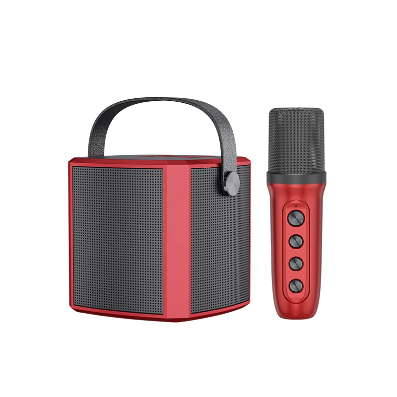 Rechargeable Portable outdoor Karaoke Kids High Power Small Speakers Single Mic Wireless Dual 5W Blue tooth Speaker With Strap