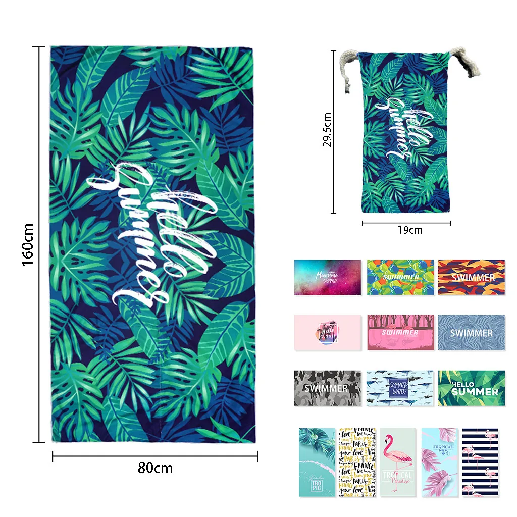 custom design sand free beach towel soft light weight beach towel oversize turkish diving shammy towels