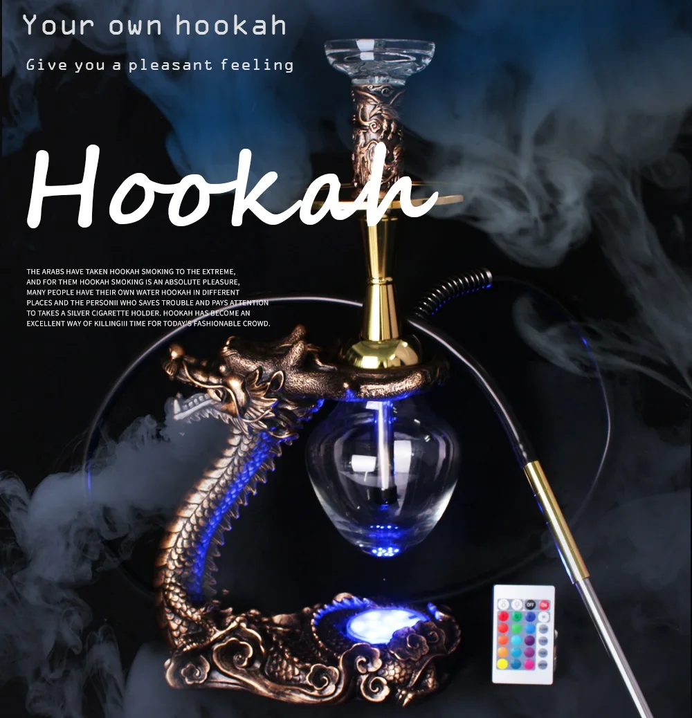 Chinese elements Oriental dragon hookah with light single pipe creative shape shisha