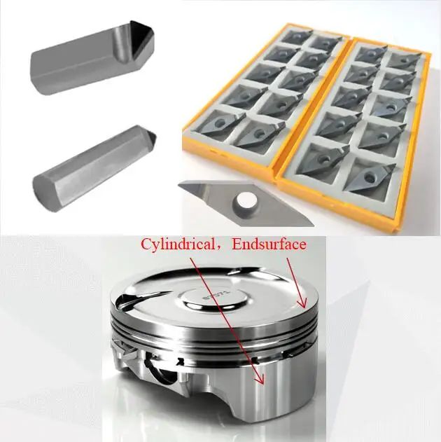 PCD inserts VCGT1604 1103 7 degree rake angle turned aluminum piston with better finish.