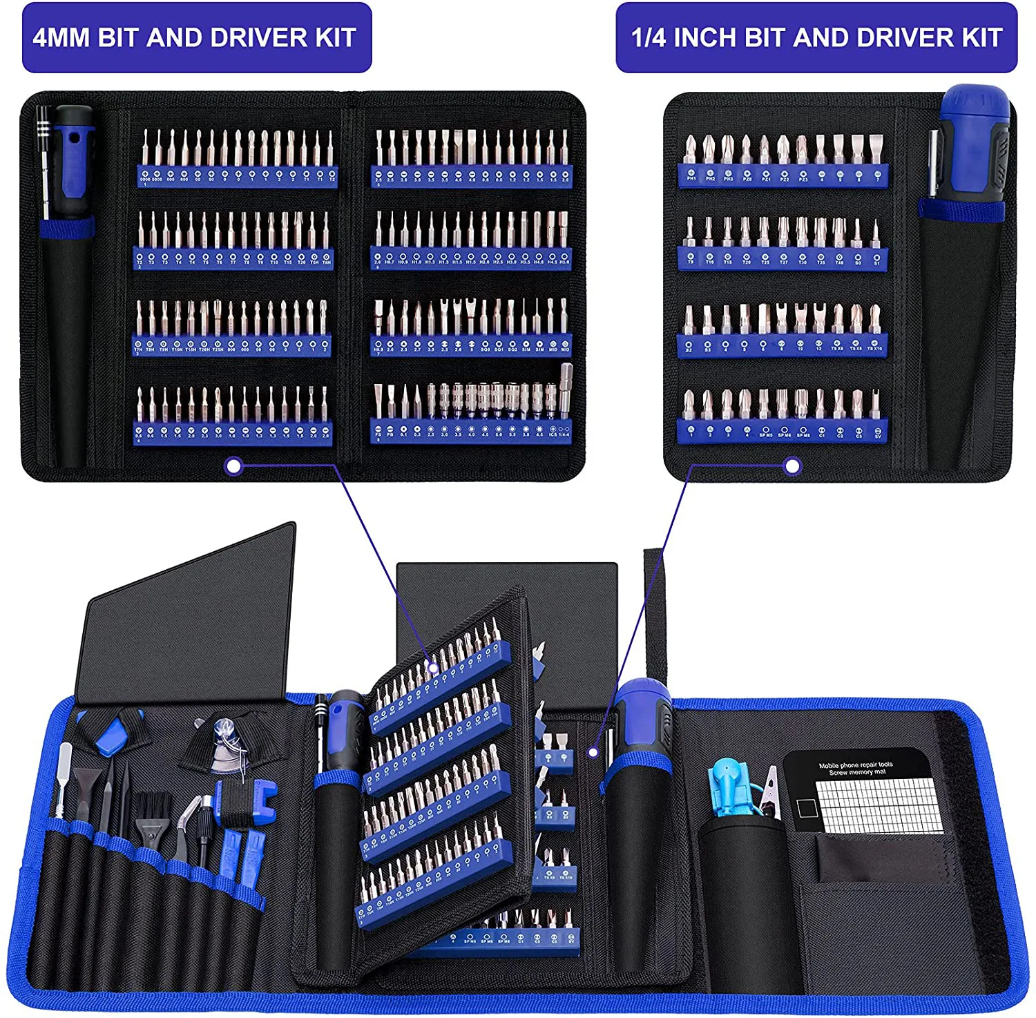 Mini 190 in 1 Magnetic Precision Screwdriver Set 101 Driver Bits Torx Mobile Phone Repair Tools Kit Watch Electronic Tools Kit