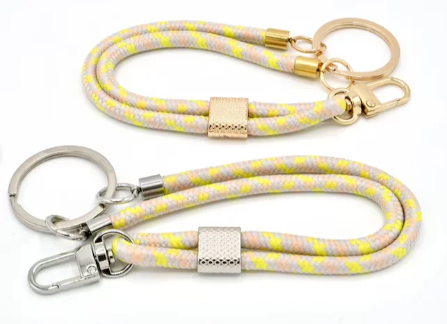 Multi-Color Carabiner Key Rings with Durable Rope Lanyards Fashionable Rope Lanyards Attached to Heavy Duty Carabiner Keychains