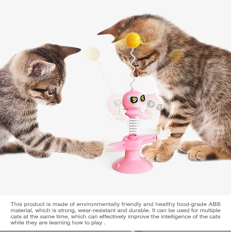 Hot Selling New Pet Interactive Feather Spring Cat Toy 360 Degree Rotate Kitty Toy High Elasticity Spring Cat Ball Toy