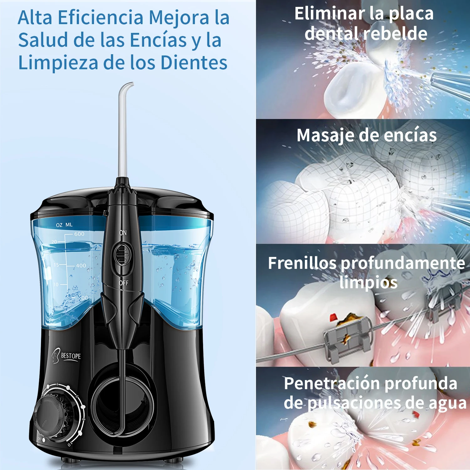 
2021 Electric Power Dental Water Jet Floss Tips Countertop Water Flosser 600ml 