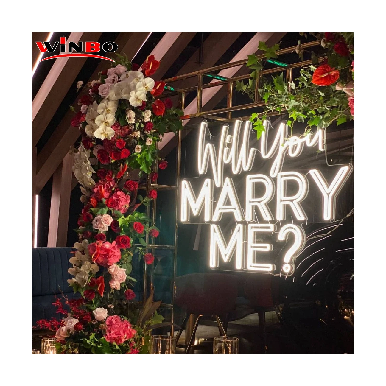 Winbo Dropshipping Rgb Wall Custom Logo Neon Sign Letters Led Neon Sign Light Acrylic Custom Wedding Wings Neon Strip Light