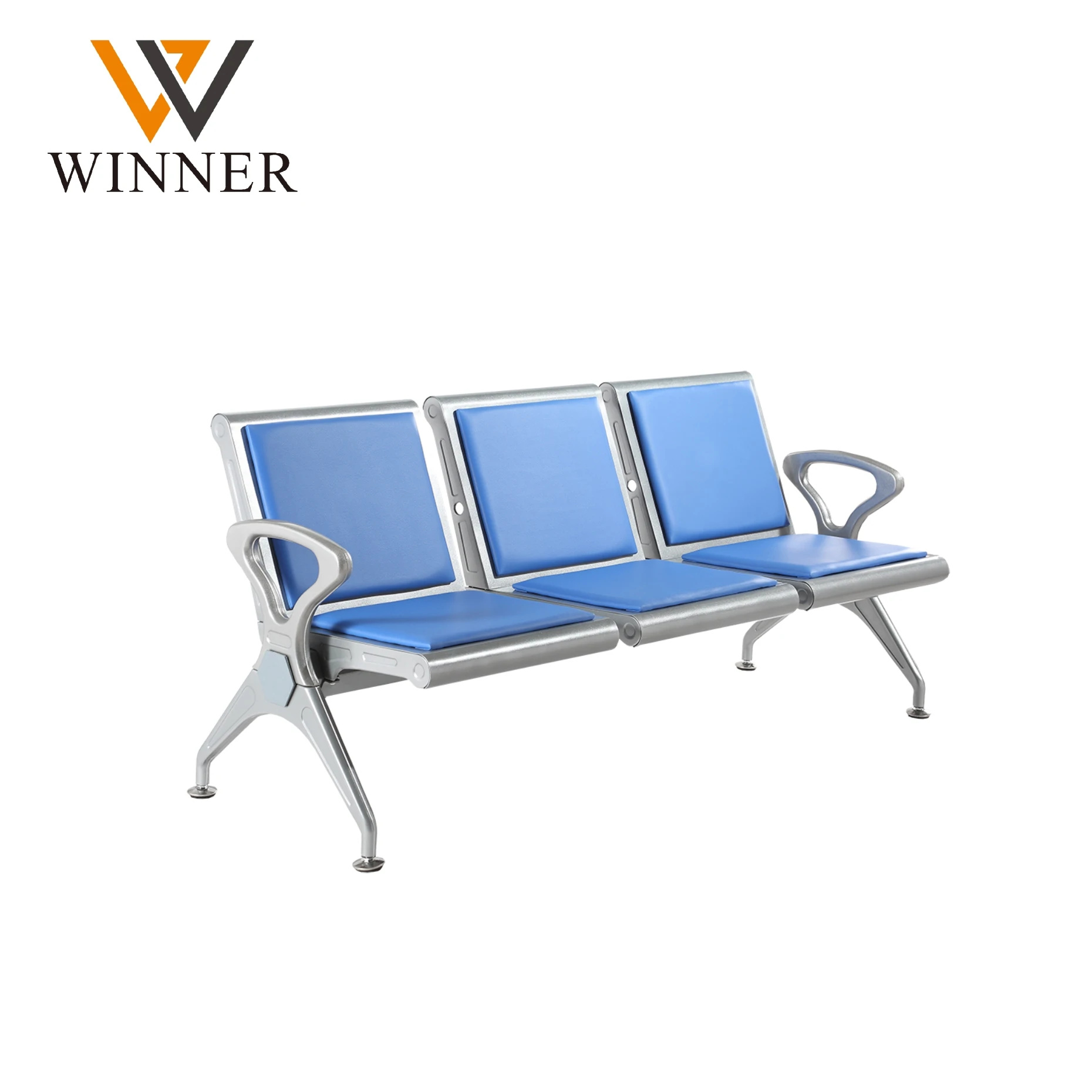 Medical Metal Furniture Waiting Chair Triple Bench 3 Seater leather Seat for hospital airport office building